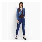 Seduva Women's Denim Pleated 3-4th Sleeves Shrug (Blue)