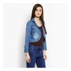 Seduva Women's Denim Smocking 3-4th Sleeves Shrug (Blue)