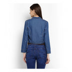 Seduva Women's Denim Solid 3-4th Sleeves Shrug (Blue)