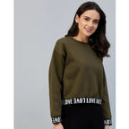 Seduva Women's Fleece Solid Long Sleeves Sweatshirt (Olive)