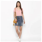 Seduva Women's Denim Tie Up Buttoned Skirt (Blue)