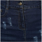 Seduva Women's Denim Distressed Buttoned Skirt (Blue)