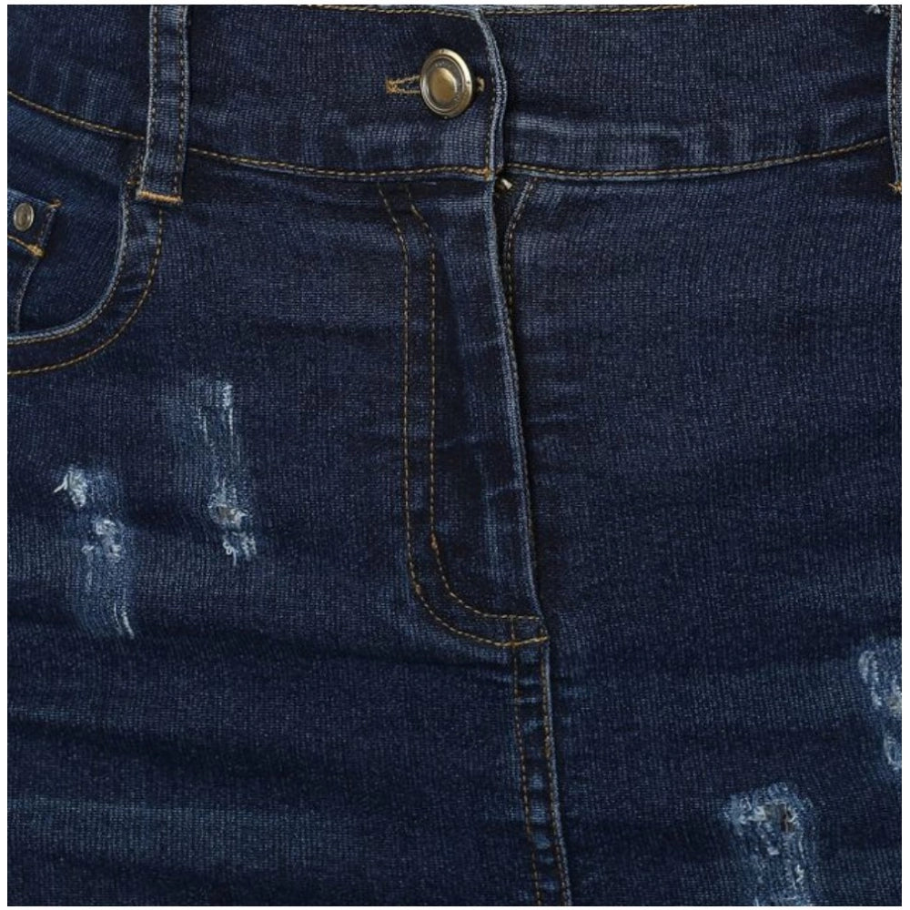 Seduva Women's Denim Distressed Buttoned Skirt (Blue)