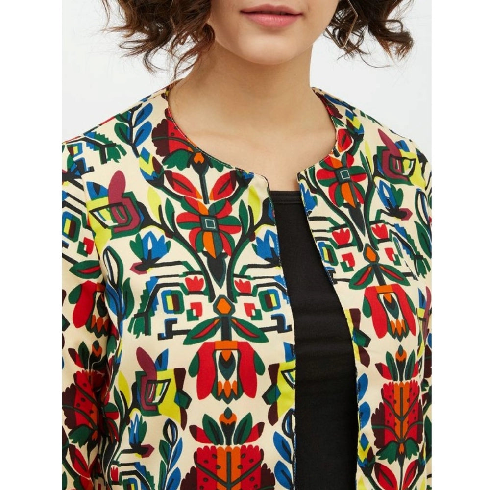 Seduva Women's Polyester Floral 3-4th Sleeves Shrug (Multicolor)