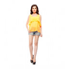 Seduva Women's Polyester Solid Sleeveless Regular Top (Orange)