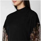 Seduva Women's Polyester Animal Print Long Sleeves Top (Black)