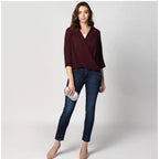 Seduva Women's Polyester Solid 3-4th Sleeves Top (Maroon)