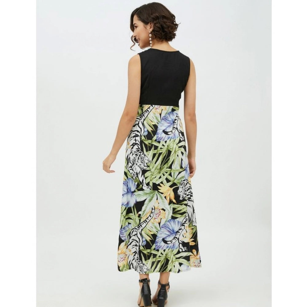 Seduva Women's Rayon Floral Sleeveless Calf-length Dress (Multicolor)
