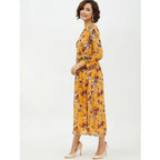 Seduva Women's Polyester Floral Long Sleeves Calf-length Dress (Multicolor)