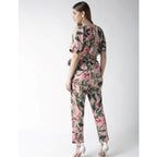 Seduva Women's Polyester Floral Half Sleeve Jumpsuit (Pink)
