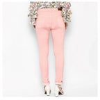 Seduva Women's Denim Solid Buttoned Jeans (Pink)