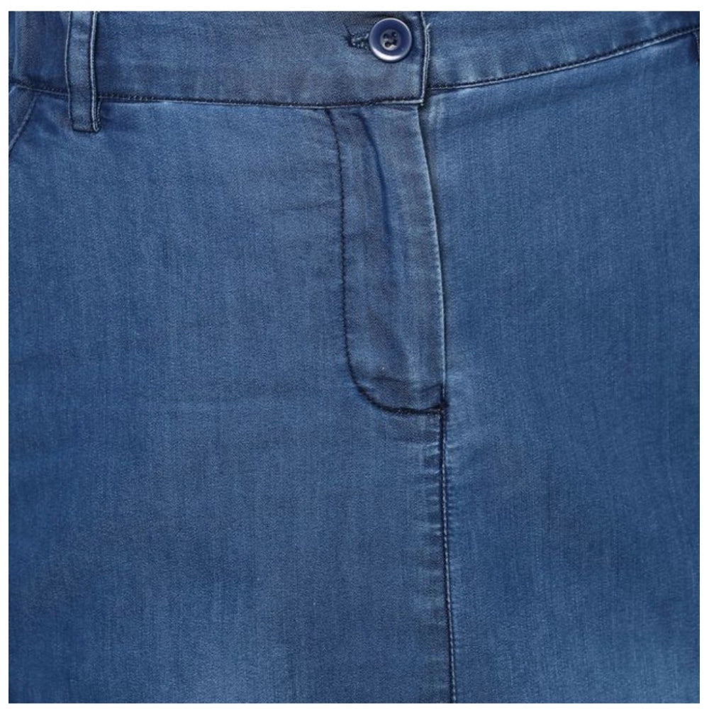 Seduva Women's Denim Washed Buttoned Skirt (Blue)