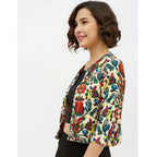 Seduva Women's Polyester Floral 3-4th Sleeves Shrug (Multicolor)