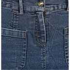 Seduva Women's Denim Front Pocket Buttoned Skirt (Blue)
