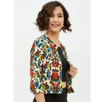 Seduva Women's Polyester Floral 3-4th Sleeves Shrug (Multicolor)