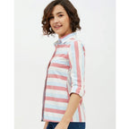 Seduva Women's Cotton Striped Long Sleeves Standard Length Shirt (Pink)