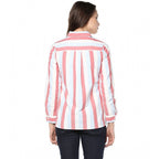 Seduva Women's Cotton Striped Roll Up Sleeve Regular Top (Red)