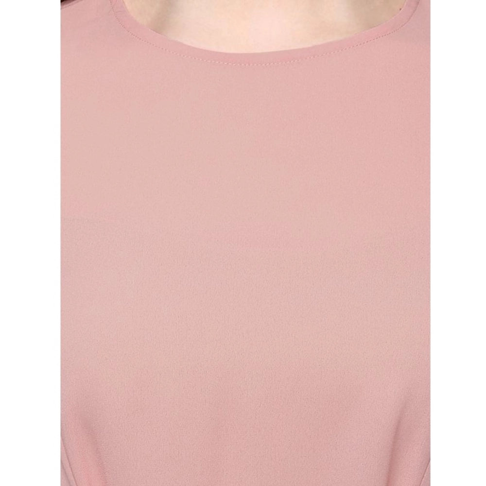Seduva Women's Polyester Solid Long Sleeves Regular Top (Pink)