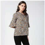 Seduva Women's Polyester Animal Print Bell Sleeve Top (Orange - Black)