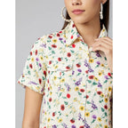 Seduva Women's Polyester Floral Short Sleeve Above Knee Dress (Multicolor)