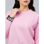 Seduva Women's Fleece Solid Long Sleeves Sweatshirt (Pink)