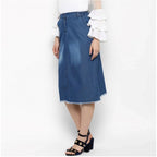 Seduva Women's Denim Washed Buttoned Skirt (Blue)