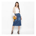 Seduva Women's Denim Washed Buttoned Skirt (Blue)