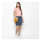 Seduva Women's Denim Front Pocket Buttoned Skirt (Blue)