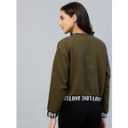 Seduva Women's Fleece Solid Long Sleeves Sweatshirt (Olive)