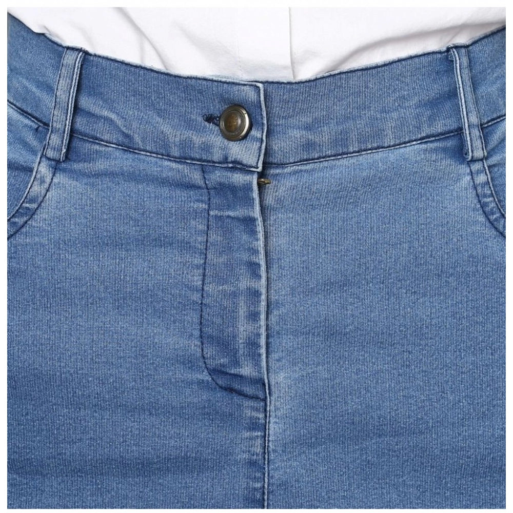 Seduva Women's Denim Washed Buttoned Skirt (Blue)