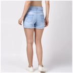 Seduva Women's Denim Solid Buttoned Shorts (Blue)