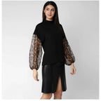 Seduva Women's Polyester Animal Print Long Sleeves Top (Black)