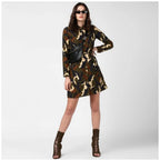Seduva Women's Polyester Printed Roll Up Sleeve Tunic Top (Green - Black)