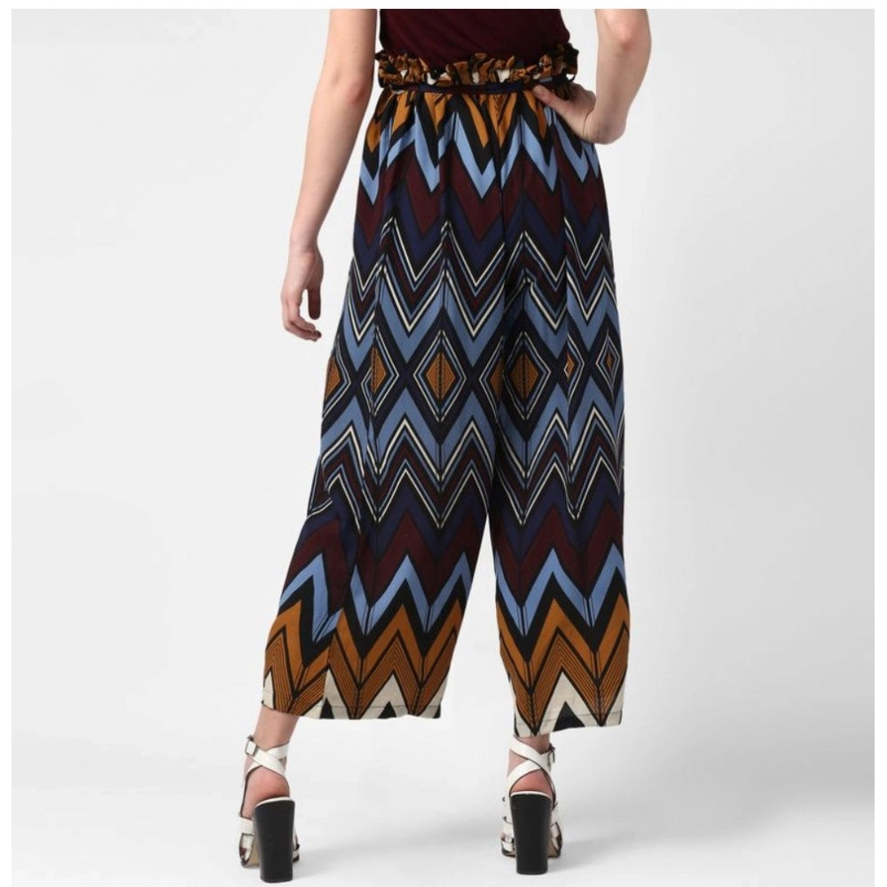 Seduva Women's Polyester Chevron Elasticated Trousers (Multicolor)