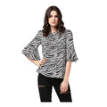 Seduva Women's Polyester Animal Print Bell Sleeve Top (Black - White)