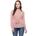 Seduva Women's Polyester Solid Long Sleeves Regular Top (Pink)