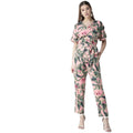 Seduva Women's Polyester Floral Half Sleeve Jumpsuit (Pink)