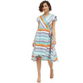 Seduva Women's Satin Striped Short Sleeve Knee-Length Dress (Multicolor)