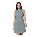 Seduva Women's Polyester Striped Sleeveless Above Knee Dress (Green)
