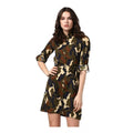 Seduva Women's Polyester Printed Roll Up Sleeve Tunic Top (Green - Black)