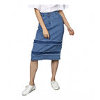 Seduva Women's Denim Washed Buttoned Skirt (Blue)