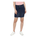 Seduva Women's Denim Stitching Pattern Buttoned Skirt (Blue)