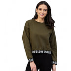 Seduva Women's Fleece Solid Long Sleeves Sweatshirt (Olive)
