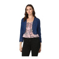 Seduva Women's Denim Ruffled Long Sleeves Shrug (Navy Blue)
