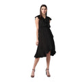Seduva Women's Polyester Ruffled Cap Sleeve Knee-Length Dress (Black)