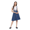 Seduva Women's Denim Solid Shoulder Straps Below Knee Dress (Blue)