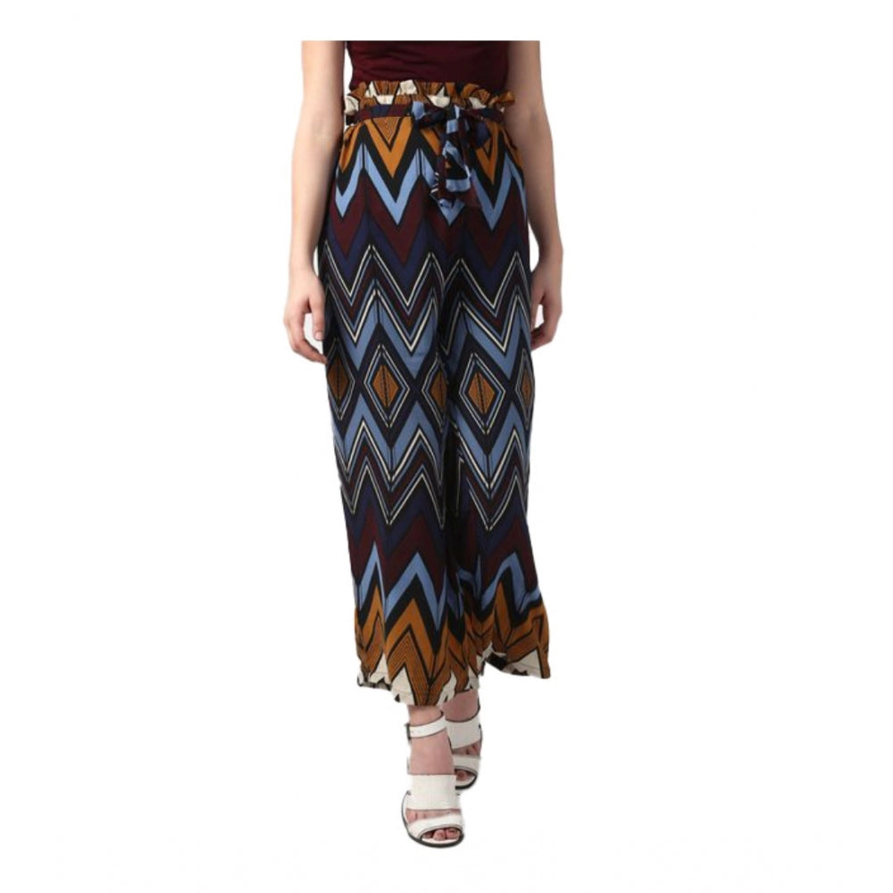 Seduva Women's Polyester Chevron Elasticated Trousers (Multicolor)