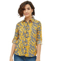 Seduva Women's Polyester Printed Roll Up Sleeve Standard Length Shirt (Mustared)