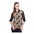 Seduva Women's Polyester Printed Roll Up Sleeve Standard Length Shirt (Black)