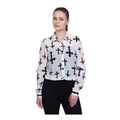 Seduva Women's Polyester Printed Long Sleeves Standard Length Shirt (White)